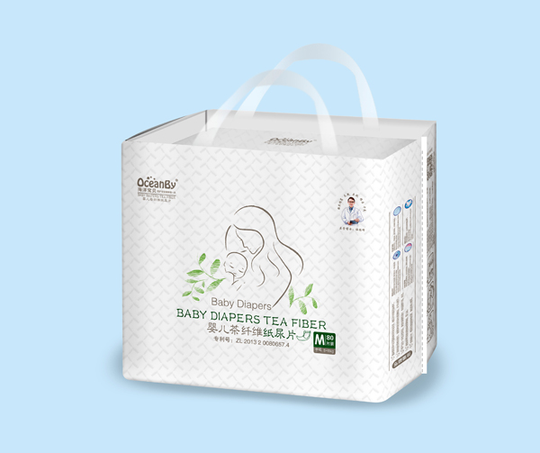海洋寶貝嬰兒茶纖維紙尿片M碼80片-大包