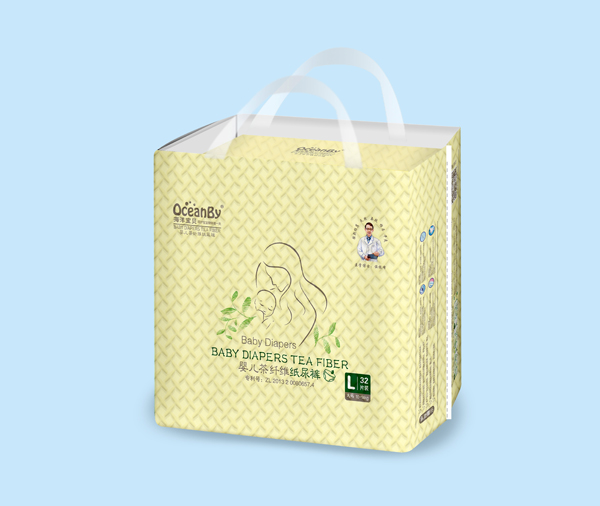 海洋寶貝嬰兒茶纖維紙尿褲L碼32片-小包