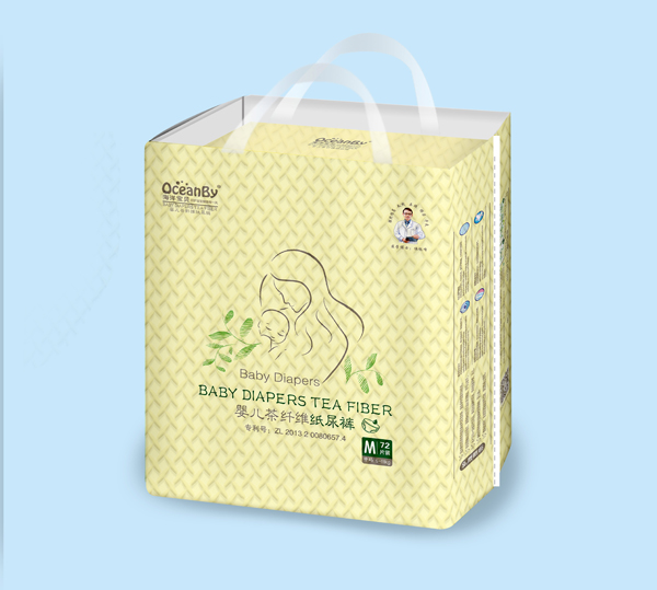 海洋寶貝嬰兒茶纖維紙尿褲M碼72片-大包