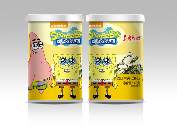 香當(dāng)可口海綿寶寶系列-巴旦木夾心海苔桶裝