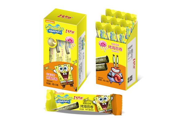 香當(dāng)可口海綿寶寶系列-哈密瓜味烤海苔卷盒裝
