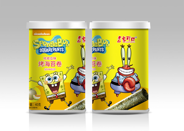 香當(dāng)可口海綿寶寶系列-烤海苔卷哈密瓜味桶裝
