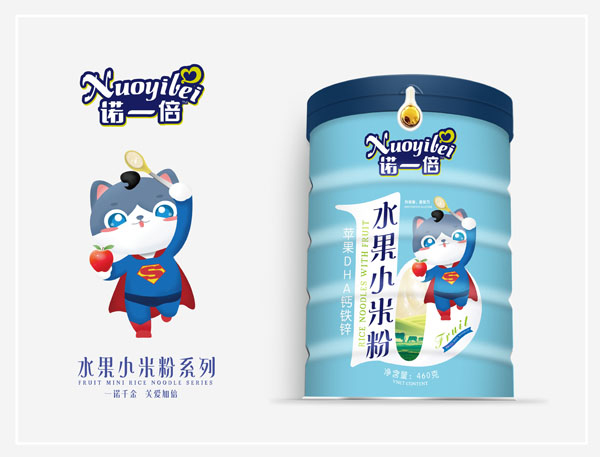 諾一倍水果小米粉-蘋果DHA鈣鐵鋅 桶裝