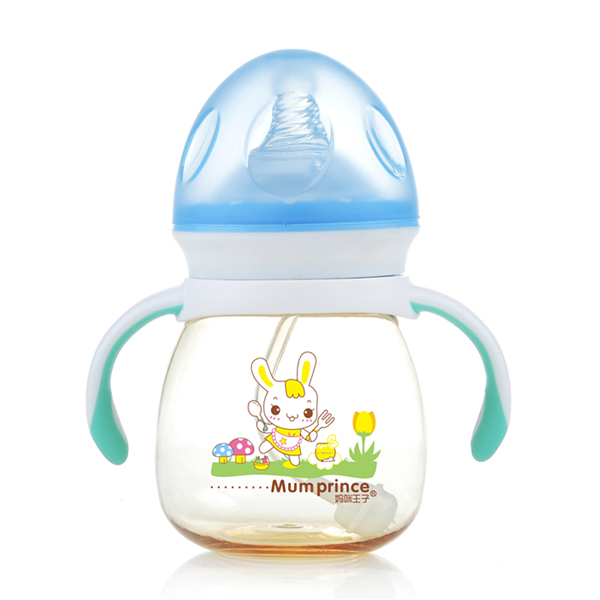 媽咪王子PPSU寬口自動(dòng)吸240ml蘑菇奶瓶 藍(lán)色