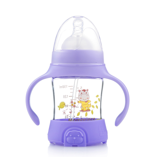 媽咪王子防摔晶鉆玻璃自動(dòng)吸寬口150ml奶瓶