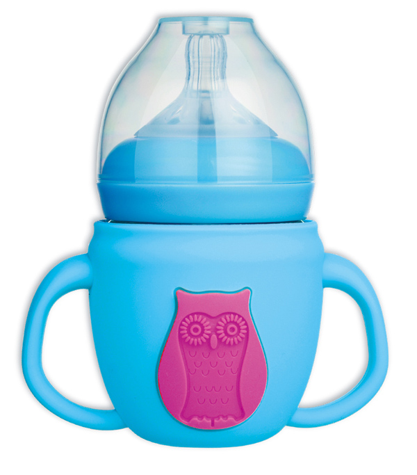 新優(yōu)怡硅膠保護層玻璃奶瓶 藍色