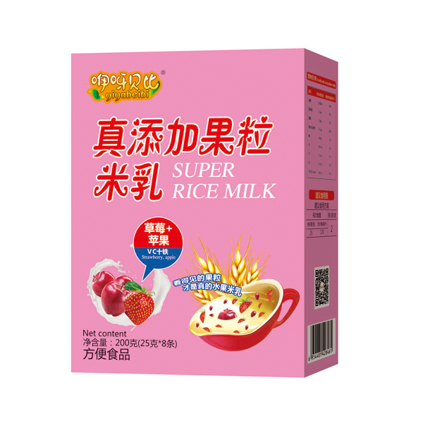 咿呀貝比真添加果粒米乳 草莓+蘋(píng)果 盒裝