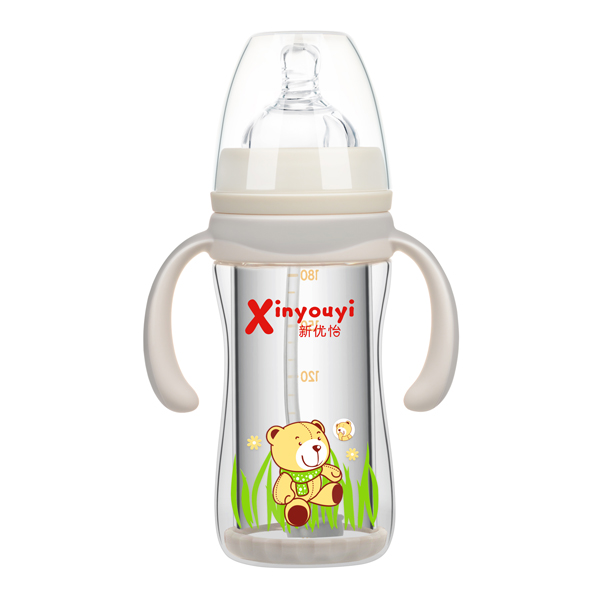 新優(yōu)怡雙層防爆玻璃奶瓶180ml 灰色