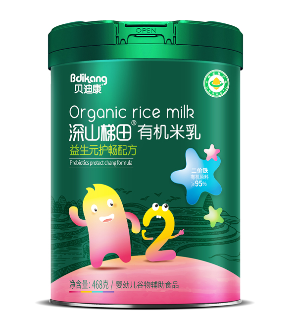 貝迪康深山梯田有機米乳 益生元護(hù)暢配方 聽裝