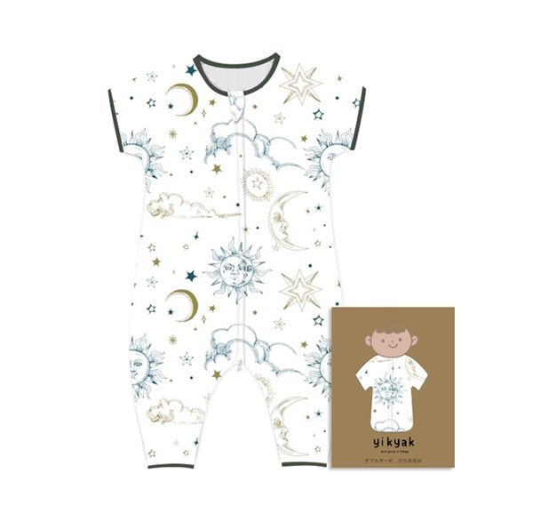 yikyak雙層紗布短袖分腿睡袋(連袖款) 擁抱太陽(yáng)的月亮.jpg