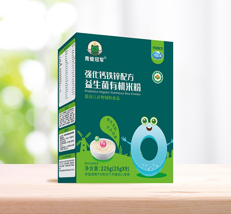 青蛙冠軍強(qiáng)化鈣鐵鋅配方益生菌有機(jī)米粉盒裝