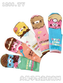哆啦小貝卡通直板襪