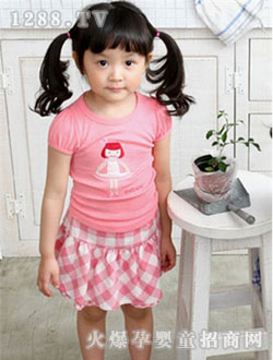 QQ寶貝粉紅女童套裙