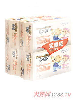 奇樂熊25片四連包嬰兒手口濕巾