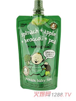 葉子?jì)雰汗?菠菜、蘋果、椰菜和豌豆)