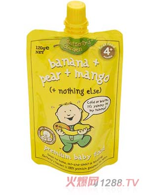 葉子嬰兒果泥（香蕉、梨和芒果）