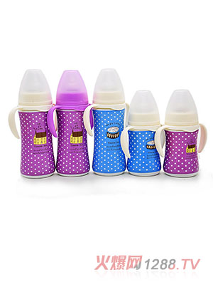 貝斯比幻彩瓷弧形寬口自動(dòng)奶瓶兩色