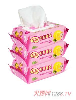 布布寶貝嬰兒豪華版護(hù)膚柔濕巾3連包(帶蓋)