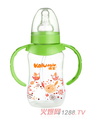 哺寶特寬口徑硅膠奶瓶-綠色