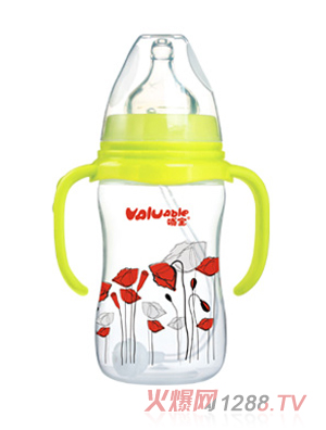 哺寶特寬口徑硅膠奶瓶-黃色