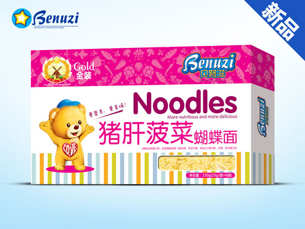 貝努滋豬肝菠菜面條盒裝