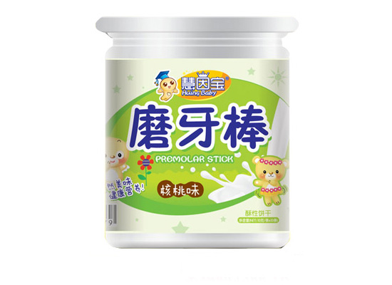 慧因寶磨牙棒核桃味餅干桶裝