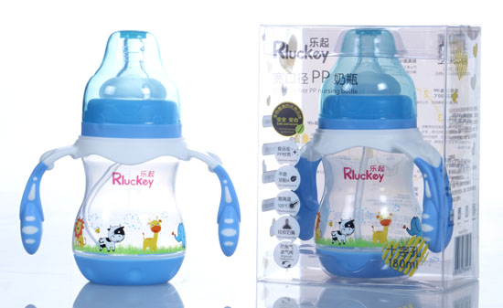 樂起180ml寬口PP奶瓶藍色